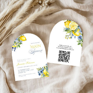 Lemon Blue Floral Citrus Bridal Shower Invitation