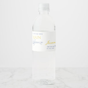 Lemon Blue Floral Citrus Bridal Shower Water Bottle Label