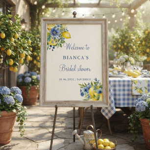Lemon Blue Floral Citrus welcome bridal shower Foam Board