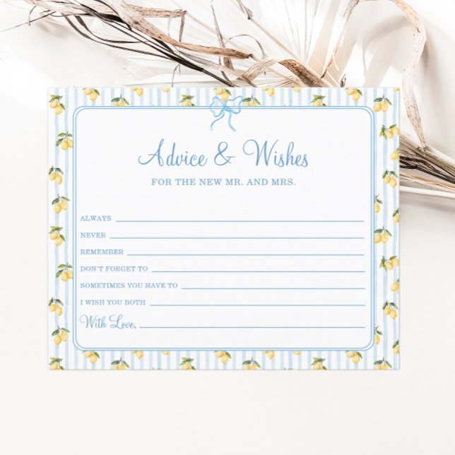 Lemon Blue Italian Bridal Shower Advice and Wishes (Creator Uploaded)