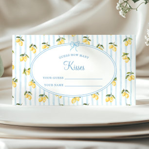 Lemon Blue Italian Guess how many Kisses Enclosure Card