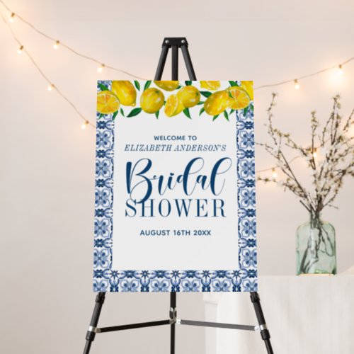 Lemon Blue Italian Tile Bridal Shower Foam Board