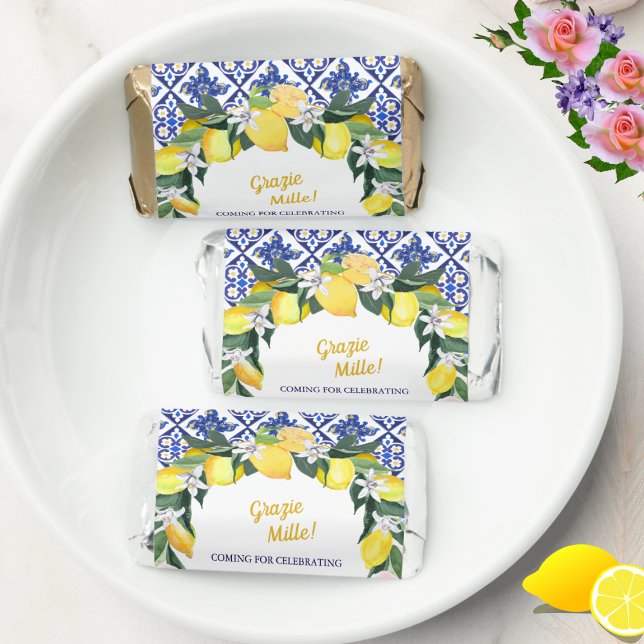 Lemon Blue Italy Tiles Grazie Mille Bridal Shower Hershey's Miniatures (Creator Uploaded)