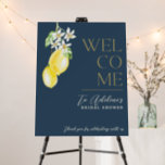 Lemon Blue Main Squeeze Bridal Shower Welcome Foam Board<br><div class="desc">Complete the look for your mani squeeze bridal shower theme with this welcome sign. Featuring a minimalist lemon,  flower and leaves bunch along with the word welcome in chic typography in golden color</div>