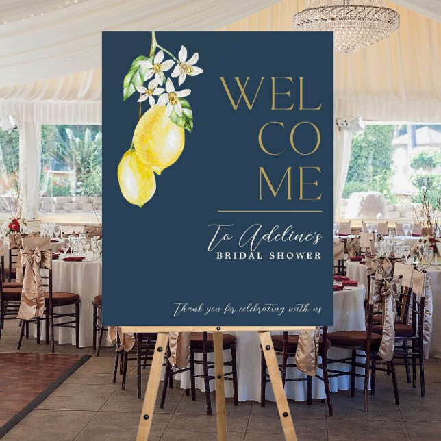 Lemon Blue Main Squeeze Bridal Shower Welcome Foam Board (Creator Uploaded)