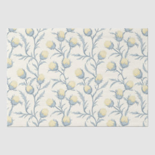 Lemon Blue Thistle Floral Flower Pattern Tissue Paper
