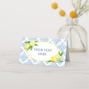 Lemon Blue Tile Italian Place Card