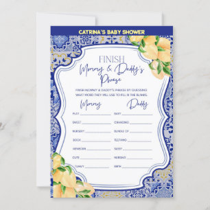 Lemon Blue Tiles Baby Shower - Editable Name, 5x7 Invitation