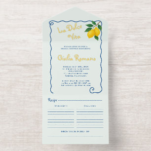 Lemon Blue Whimy Frame La Dolce Vita Bridal Shower All In One Invitation