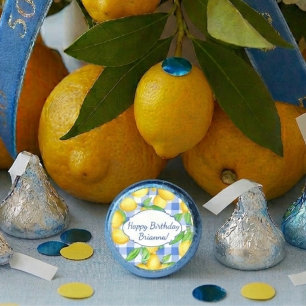 Lemon Blue White Gingham Birthday Hershey®'s Kisses®