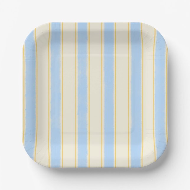 Lemon, Blueberries and Cream Party Supplies Paper Plates (Front)