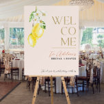 Lemon Blush Main Squeeze Bridal Shower Welcome Foam Board<br><div class="desc">Complete the look for your mani squeeze bridal shower theme with this welcome sign. Featuring a minimalist lemon,  flower and leaves bunch along with the word welcome in chic typography in golden color</div>