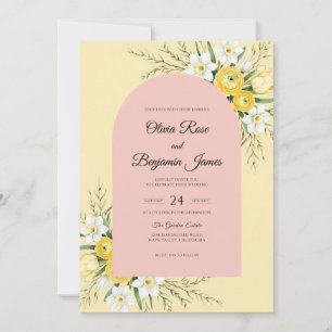 Lemon Blush Wildflower Wedding Invitation