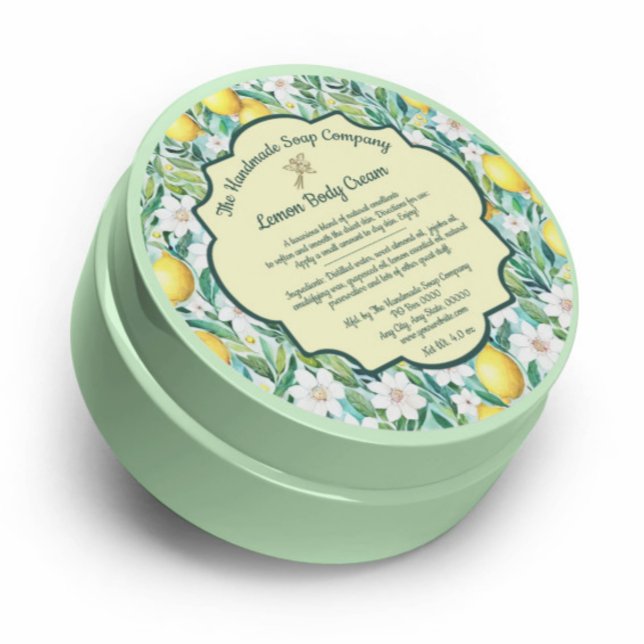 Lemon Body Butter Cosmetics Jar Label (Creator Uploaded)