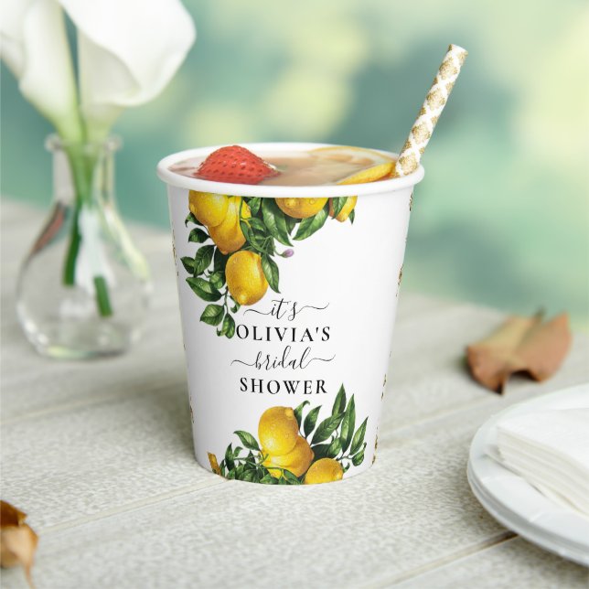 Lemon Boho Bridal Shower Paper Cups (Insitu)