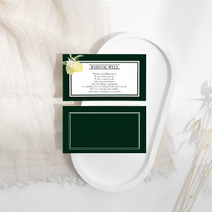 Lemon Border Emerald Green Wedding Wishing Well Enclosure Card
