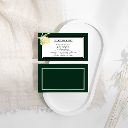 Lemon Border Emerald Green Wedding Wishing Well Enclosure Card