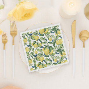 Lemon Botanical Blue Butterflies Napkins