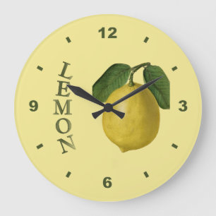 Lemon~Botanical Clock~Kitchen~Any Color Background Large Clock