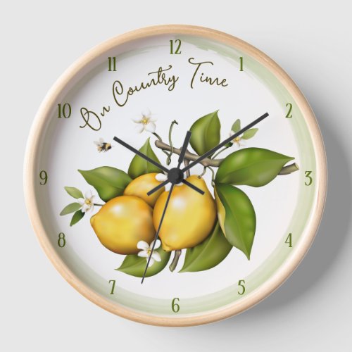 Lemon Botanical Country Kitchen Clock