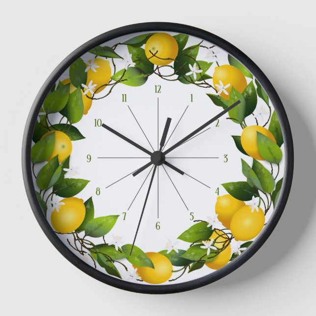 Lemon Botanical Country Kitchen Clock (Front)