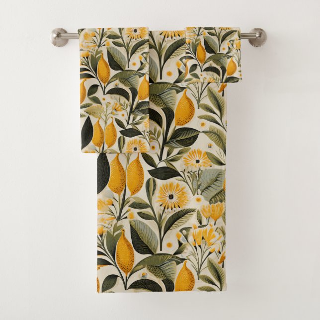 Lemon Botanical Grove Bath Towel Set (Insitu)