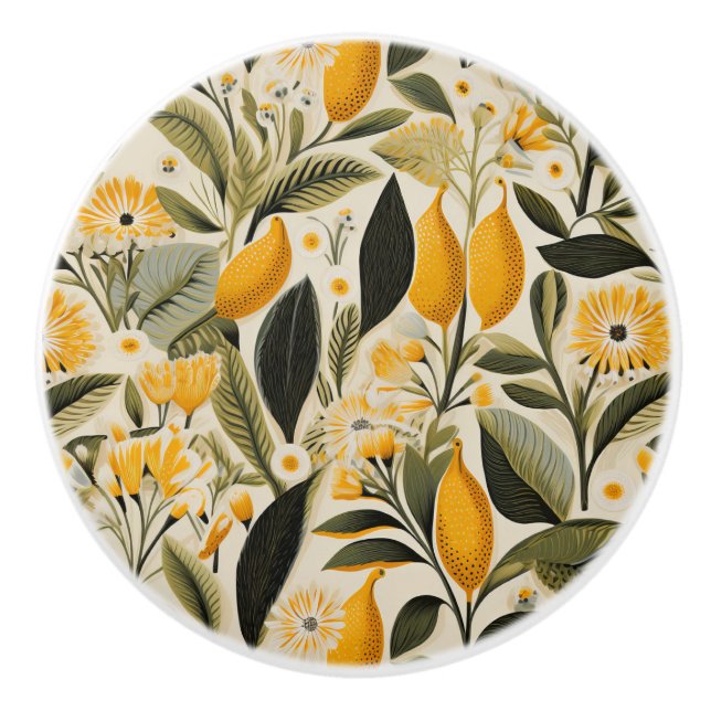 Lemon Botanical Grove Ceramic Knob (Front)