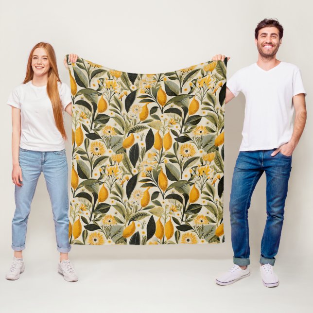 Lemon Botanical Grove Fleece Blanket (In Situ)