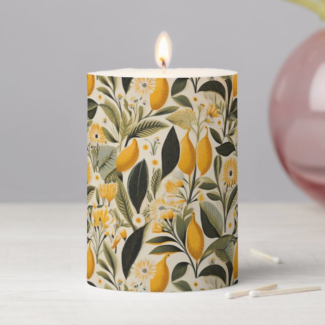 Lemon Botanical Grove Pillar Candle (In Situ)