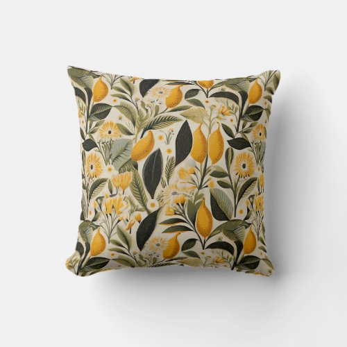 Lemon Botanical Grove Throw Pillow