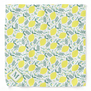 Lemon botanical monogram pattern bandana