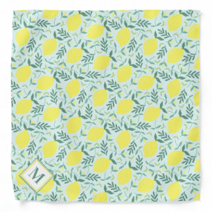 Lemon botanical monogram pattern bandana