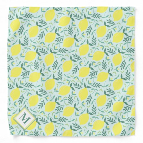 Lemon botanical monogram pattern bandana