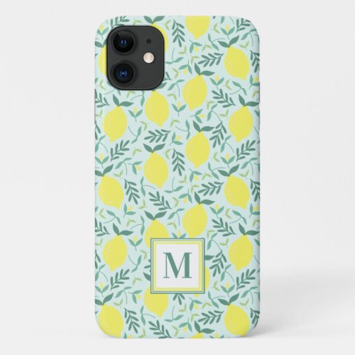 Lemon botanical monogram pattern Case_Mate iPhone  iPhone 11 Case
