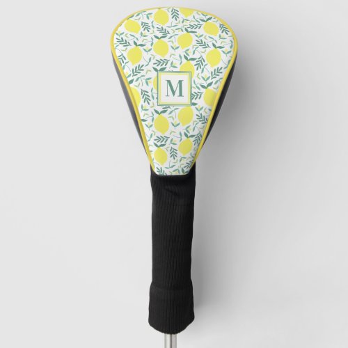 Lemon botanical monogram pattern golf head cover