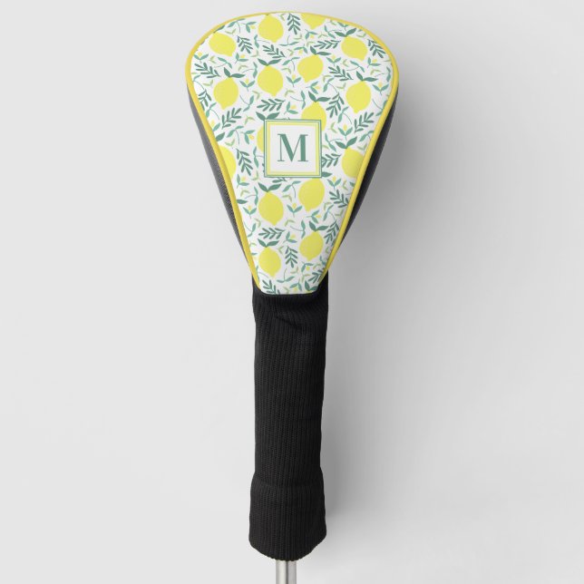 Lemon botanical monogram pattern golf head cover (Front)