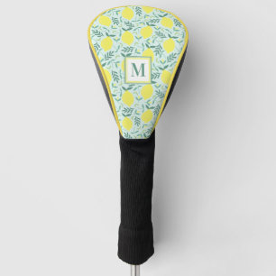 Lemon botanical monogram pattern golf head cover