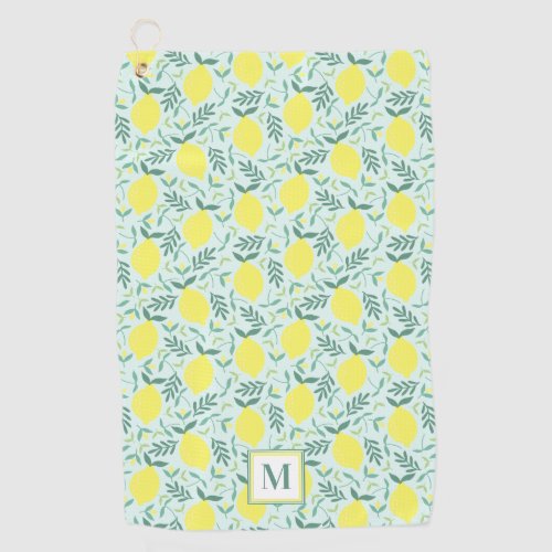 Lemon botanical monogram pattern golf towel