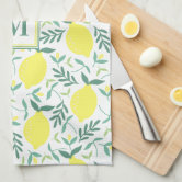 Lemon Pattern Navy Blue Kitchen Towel