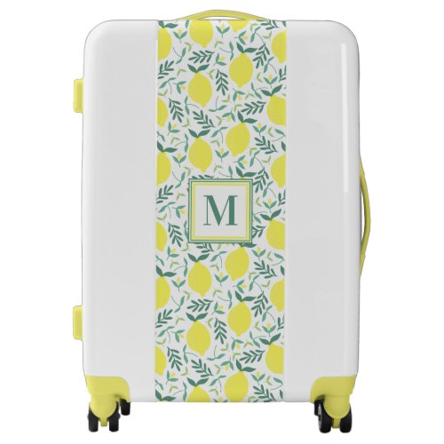 Lemon botanical monogram pattern luggage