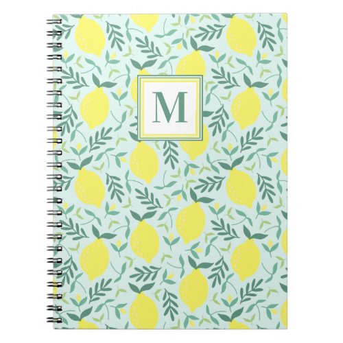 Lemon botanical monogram pattern notebook