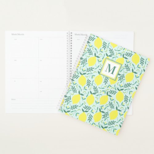 Lemon botanical monogram pattern planner