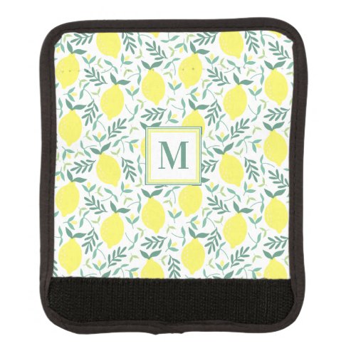 Lemon botanical monogram print luggage handle wrap