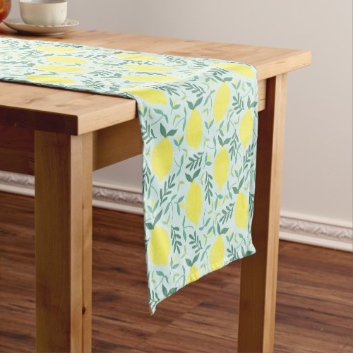 Lemon botanical pattern short table runner