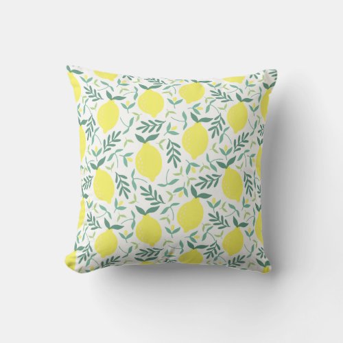 Lemon botanical pattern throw pillow