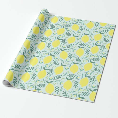 Lemon botanical pattern wrapping paper