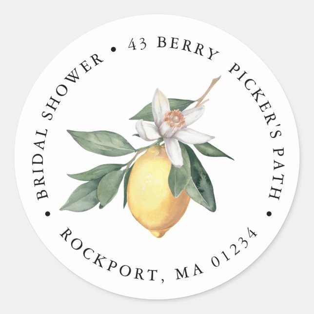 Lemon Botanical Return Address Label (Front)