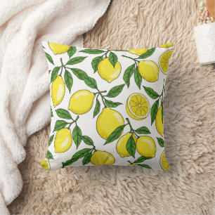 Lemon Botanical Seamless – Hand Drawn Throw Pillow