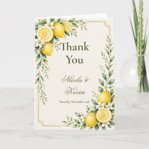 Lemon Botanical Wedding Thank You Card