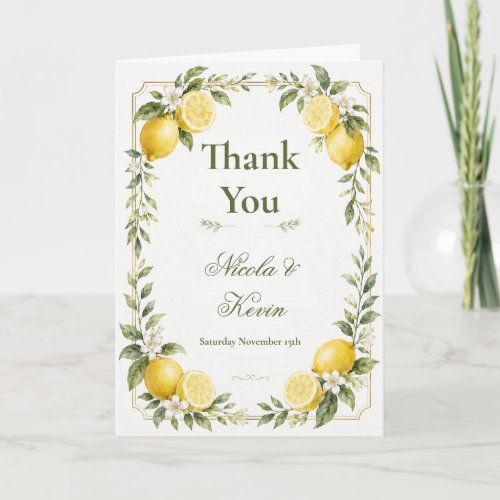 Lemon Botanical Wedding Thank You Card